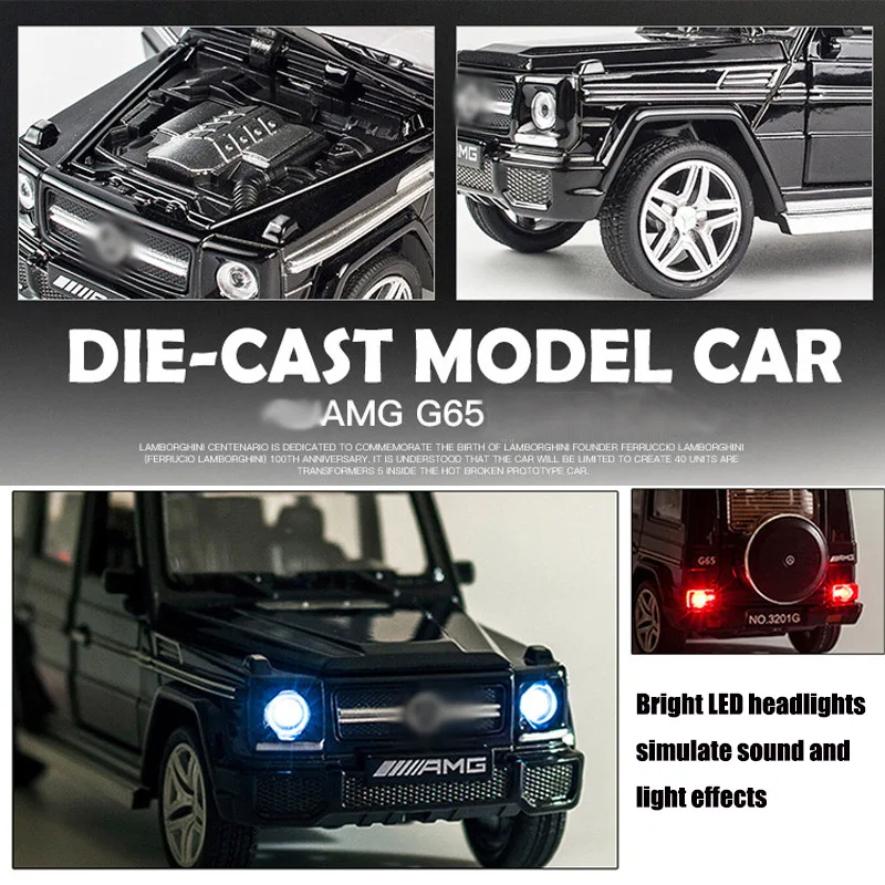 1:32 מרצדס-בנץ G65 סגסוגת דגם המכונית Diecast צעצוע של כלי רכב מחוץ לכביש מכונית Acousto אופטיים עם לפתוח את הדלת ילדים מתנה - 4