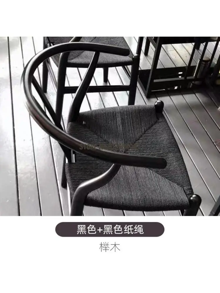 Y כסא עץ מלא נורדי פשוט המודרנית האוכל הכיסא הפנוי משענת יד משענת המקומי כיסא עץ סיני קש ללמוד הכיסא - 4