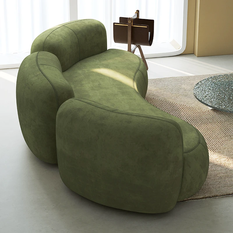בצורת קשת ספה גודל יחידת ירוק ספה לסלון שלושה האדם חלבית קטיפה בד מעצב ספה - 4