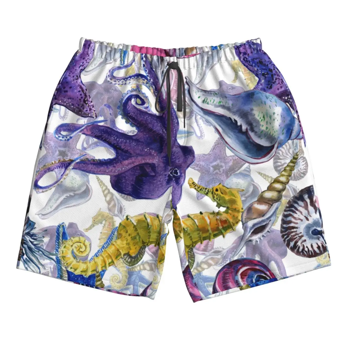 גברים חוף קצר מהיר ייבוש שחייה המטען בצבעי מים חוף צדפים יצורים תת בגדי ים בגדי ים בגד ים קצר - 4