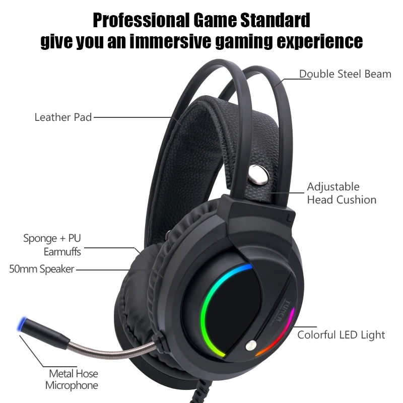 המשחקים אוזניות 7.1 סראונד עם מיקרופון אוזניות USB Wired RGB גיימר אוזניות למחשב Xbox אחד PS4 - 4