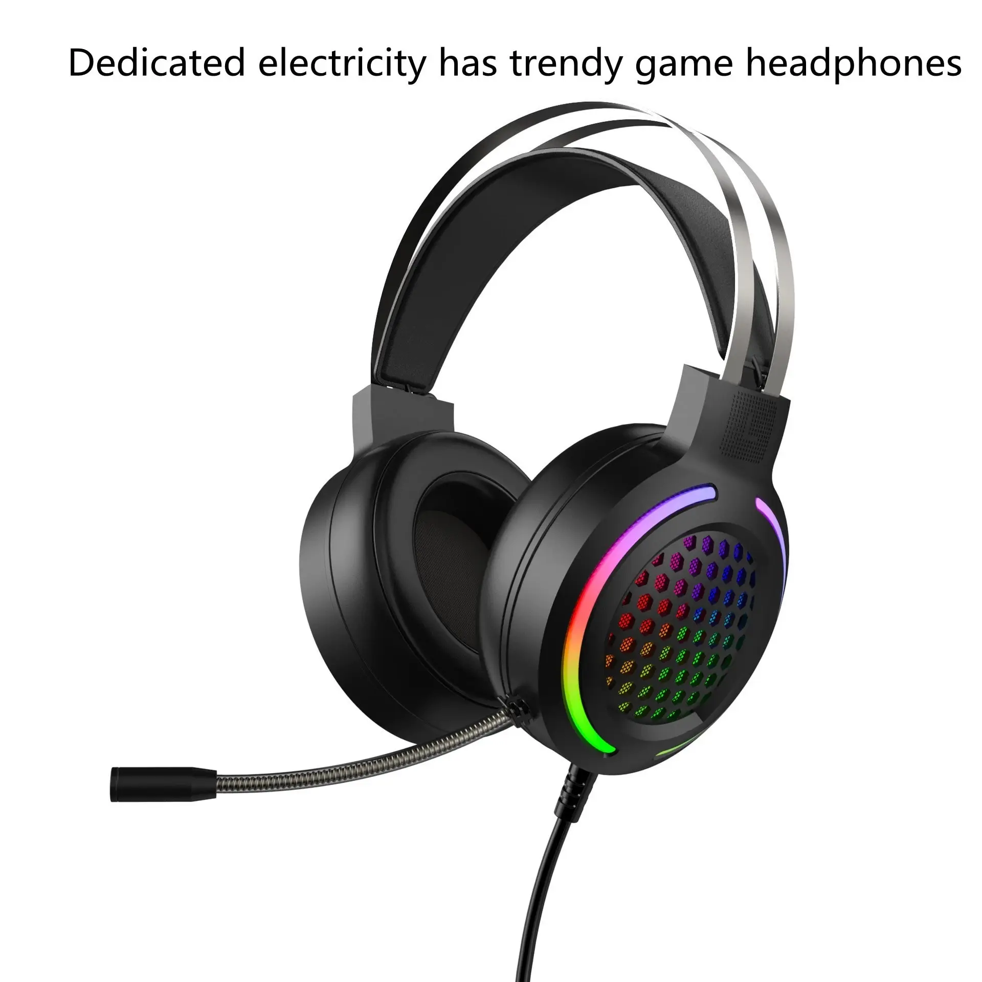 זוהר RGB המשחק אוזניות עם קווי USB עבור רשת מחשבים בכיתה ראש רכוב אוזניות - 4