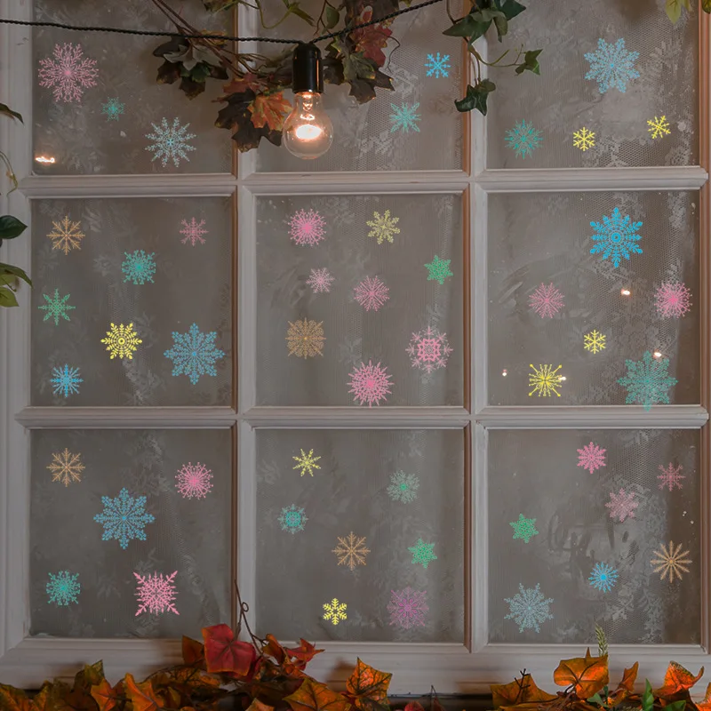 חג שמח פתית שלג אלקטרוסטטית קיר מדבקת חג המולד הילדים עיצוב חדר חלון זכוכית לקישוט הבית טפט שנה חדש - 4