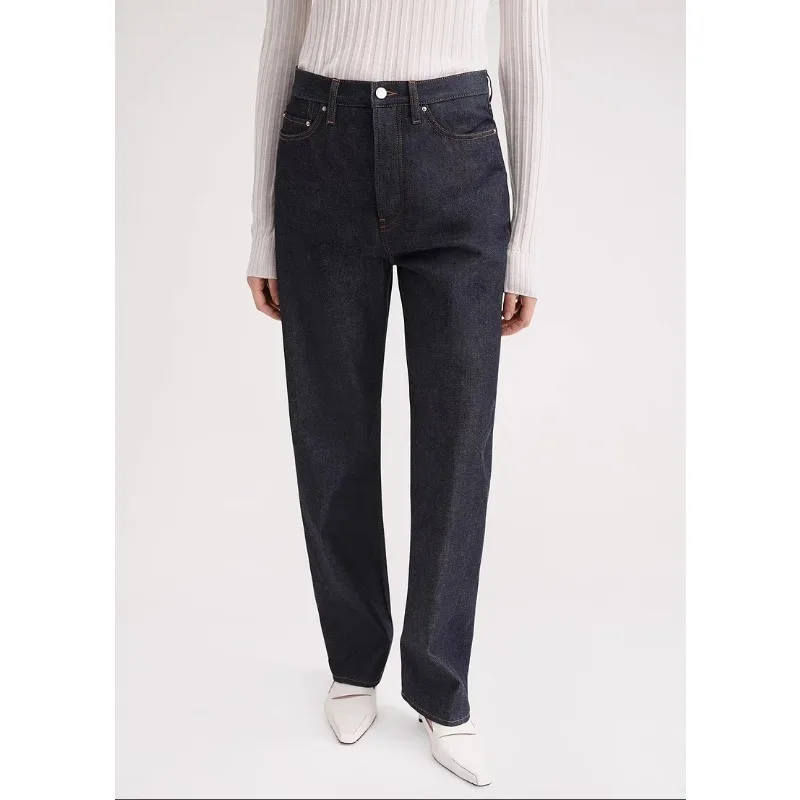 טוטם@E ג ' ינס של נשים 2023 המקורי כותנה אמצע המותן טוויסט תפר מלא אורך רגל ישרה מכנסיים נוסעים סגנון חדש - 4