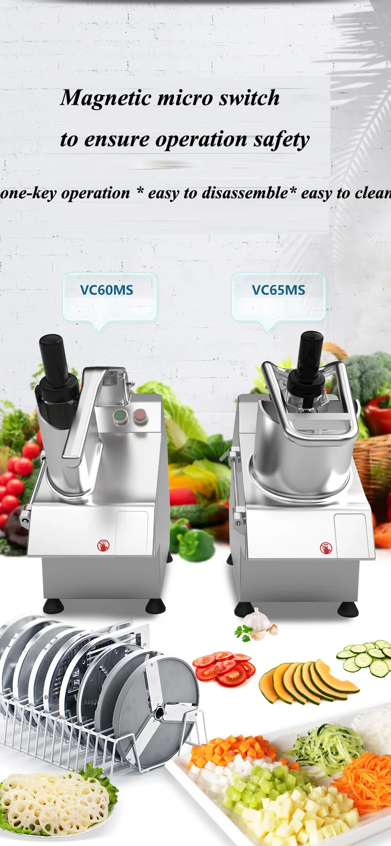 ירקות קאטר Multi-פונקציה חשמלי מגרסה, מכונת פירות/ ירקות Slicer דייסר מכונה עם 6 להבים 750W 110V/220V - 4