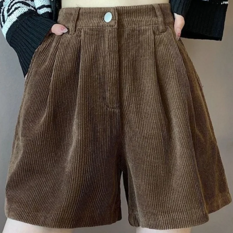 מכנסי נשים רחבים הרגל קורדרוי גבוהה המותניים סתיו קולג ' ניו Vintage הילדותית Harajuku מסוגנן רחוב ללבוש אופנתי נשי Y2k חם - 4