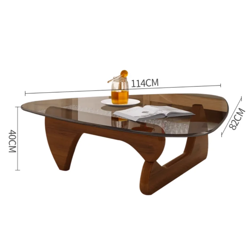 מעצב אליפסה שולחן קפה יוקרתי זכוכית נמוכה בחדר האוכל בסלון שולחן חדר שינה מודרני עץ Stolik Kawowy חיצוני רהיטים - 4