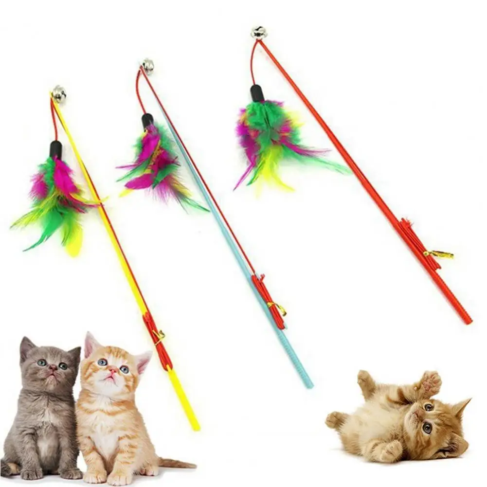 מעשי בל צעצועים קל לאחסון צבע נוצה פעמונים חתול מקל קל לנשיאה ססגוניות מצחיק לתקוע בשביל הכיף - 4