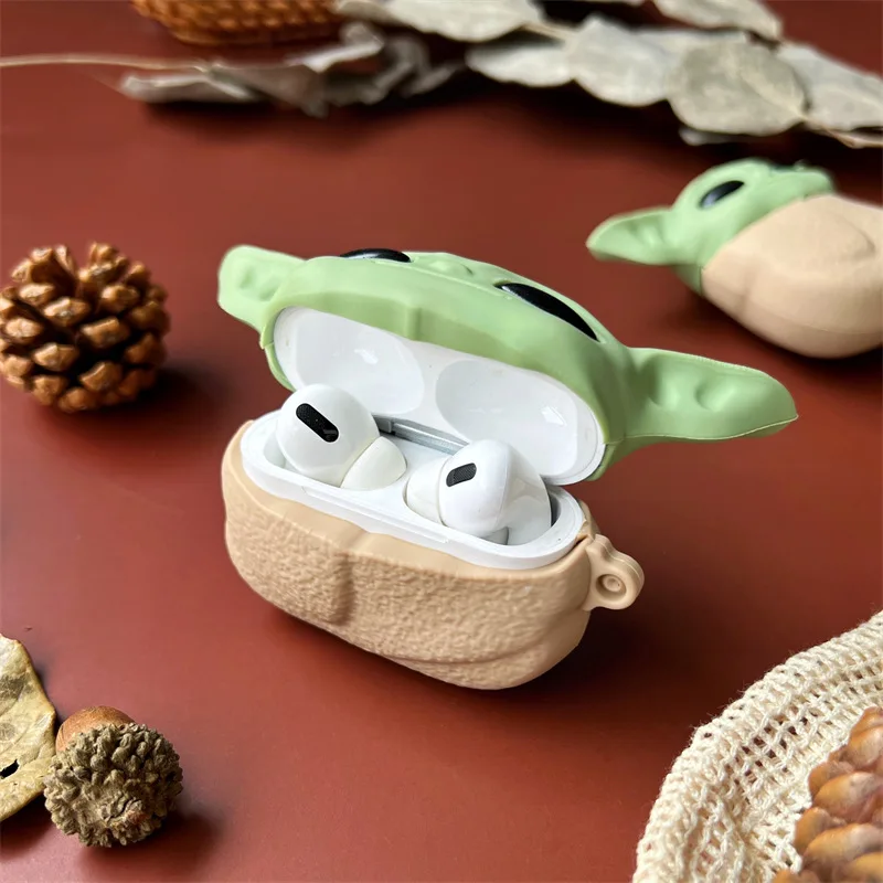 3D יודה התינוק יצירתי קריקטורה אוזניות במקרה Airpods 1 2 3 פופולרי Bluetooth TPU אלחוטית Airpods Pro אוזניות קליפה קשה - 5