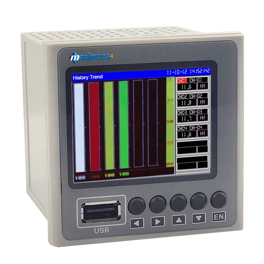 MPR400: 4 כניסות דיגיטליות אוניברסליות ללא נייר הפרש הלחצים עגולה תרשים מקליט עם RS485,פיצוי טמפרטורה - 5