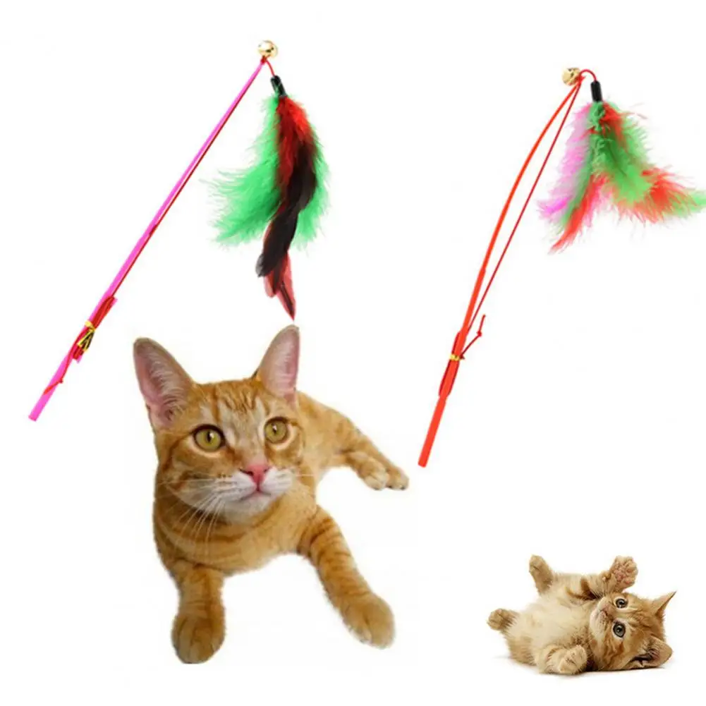 מעשי בל צעצועים קל לאחסון צבע נוצה פעמונים חתול מקל קל לנשיאה ססגוניות מצחיק לתקוע בשביל הכיף - 5