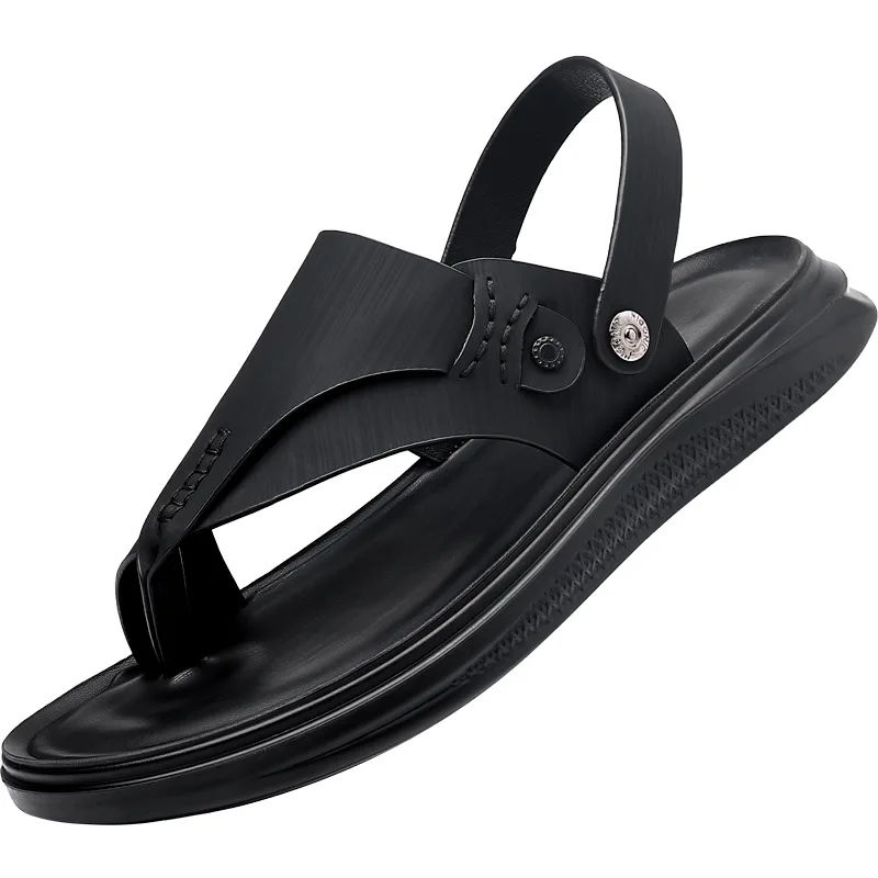 נעליים חדשות לגברים אופנה סנדלים בקיץ עור אמיתי נעל נוער חיצוני נוח רך הבלעדי נעלי החוף - 5